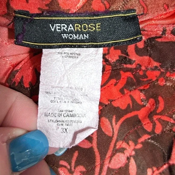 Verarose Women Blouse XL Red Black Sheer Floral Gothic Fairygrunge Romantic - Picture 7 of 9